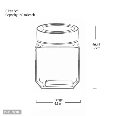 Treo By Milton Cube Storage Glass Jar, Set of 3, 180 ml Each, Transparent | BPA Free | Storage Jar | Kitchen Organizer | Modular | Multipurpose Jar-thumb5