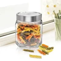 Treo By Milton Cube Storage Glass Jar, 1200 ml, 1 Piece, Transparent | BPA Free | Storage Jar | Kitchen Organizer Modular | Multipurpose Jar-thumb2