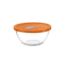 RISING STAR;JARS AND BEYOND Glass Treo Mixing Bowl with Flexi Lid (Transparent and Lid Colour: Yellow, 1000 ml)-thumb2