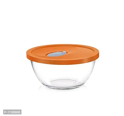 RISING STAR;JARS AND BEYOND Glass Treo Mixing Bowl with Flexi Lid (Transparent and Lid Colour: Yellow, 1000 ml)-thumb3