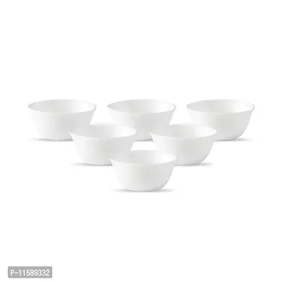 Diva From La Opala Glass solid Opalware Vegetable Bowl Set, 6 Pieces, White