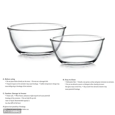 Cello Ornella Glass Mixing Bowl Without Lid Set, 2-Pieces, Clear (500ml, 750ml), Large,Solid-thumb4