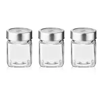 Treo By Milton Cube Storage Glass Jar, Set of 3, 180 ml Each, Transparent | BPA Free | Storage Jar | Kitchen Organizer | Modular | Multipurpose Jar-thumb1