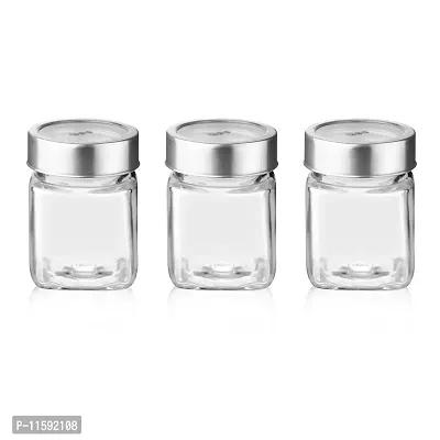 Treo By Milton Cube Storage Glass Jar, Set of 3, 180 ml Each, Transparent | BPA Free | Storage Jar | Kitchen Organizer | Modular | Multipurpose Jar-thumb2