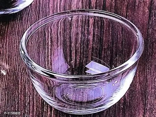 TREANDCARD Small Glass Kattori Glass Bowl Set Serving Bowl, Veg Bowl Snack Bowls 120 ml ( Pack of 6 ) Glass Vegetable Bowl (Clear, Pack of 6)-thumb0