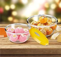 RISING STAR;JARS AND BEYOND Glass Treo Mixing Bowl with Flexi Lid (Transparent and Lid Colour: Yellow, 1000 ml)-thumb3