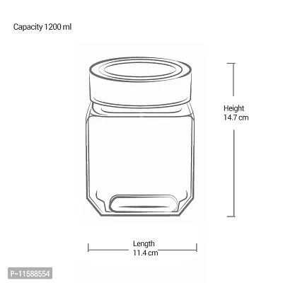 Treo By Milton Cube Storage Glass Jar, 1200 ml, 1 Piece, Transparent | BPA Free | Storage Jar | Kitchen Organizer Modular | Multipurpose Jar-thumb5