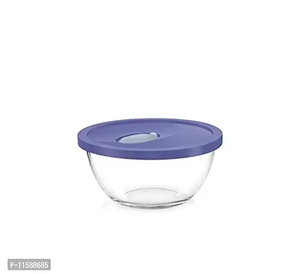 RISING STAR;JARS AND BEYOND Glass Treo Mixing Bowl with Flexi Lid (Transparent and Lid Colour: Yellow, 1000 ml)-thumb2