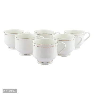 BUYER'S CHOICE Golden Line Tableware Bone China Tea Coffee Cup (Multicolour, 140 ml) - Pack of 6 Pcs