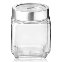 Treo By Milton Cube Storage Glass Jar, 1200 ml, 1 Piece, Transparent | BPA Free | Storage Jar | Kitchen Organizer Modular | Multipurpose Jar-thumb1