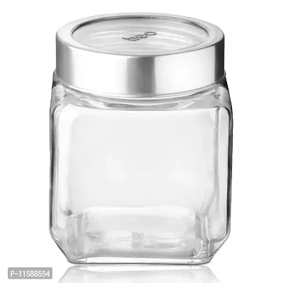 Treo By Milton Cube Storage Glass Jar, 1200 ml, 1 Piece, Transparent | BPA Free | Storage Jar | Kitchen Organizer Modular | Multipurpose Jar-thumb2