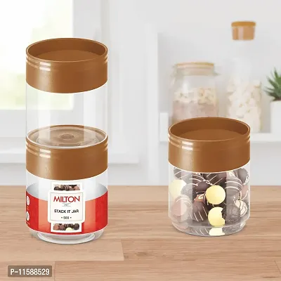 Milton Stack IT 1800 Plastic Storage Jar, 1 Piece, 1.67 Litres, Brown | Air Tight | Storage Jar | Kitchen Organiser | BPA Free | Stackable | Modular | Food Grade | Multipurpose Jar-thumb5