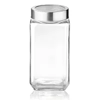 Treo By Milton Cube Storage Glass Jar, 1 Piece, 1000 ml, Transparent | BPA Free | Storage Jar | Kitchen Organizer Modular | Multipurpose Jar-thumb1