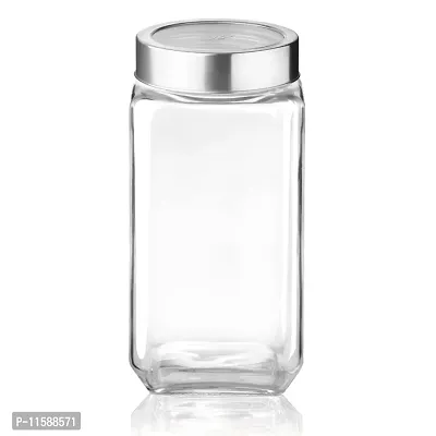Treo By Milton Cube Storage Glass Jar, 1 Piece, 1000 ml, Transparent | BPA Free | Storage Jar | Kitchen Organizer Modular | Multipurpose Jar-thumb2
