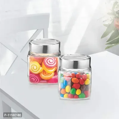 Treo By Milton Cube Storage Glass Jar, Set of 3, 180 ml Each, Transparent | BPA Free | Storage Jar | Kitchen Organizer | Modular | Multipurpose Jar-thumb3