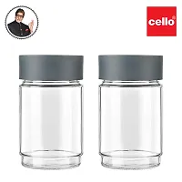 Cello Modustack Glassy Storage Jar, Stackable, Clear,Set of 2, 750ml Each, Grey-thumb1