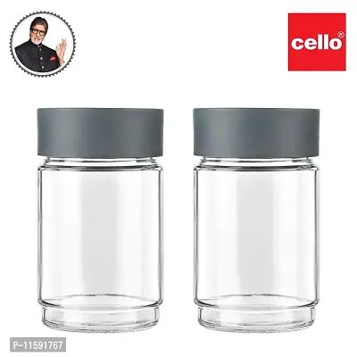 Cello Modustack Glassy Storage Jar, Stackable, Clear,Set of 2, 750ml Each, Grey-thumb2