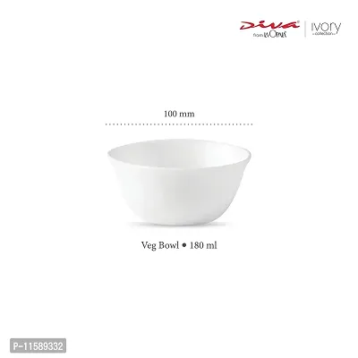 Diva From La Opala Glass solid Opalware Vegetable Bowl Set, 6 Pieces, White-thumb2