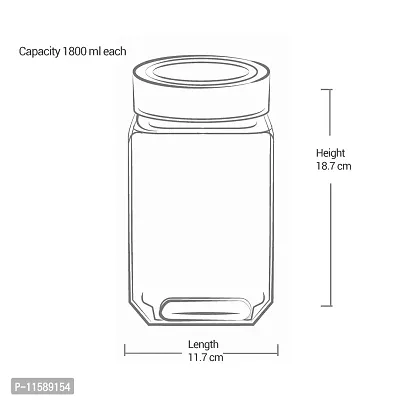 Treo by Milton Cube Storage Glass Jar, 1800 ml, Transparent | Storage Jar | Modular | Kitchen Organizer | Modular | Multipurpose Jar | BPA Free-thumb3