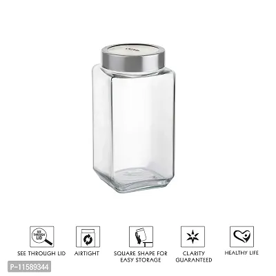 Cello Qube Fresh Glass Storage Jar, Air Tight, See-Through Lid, Clear, 1000 ml-thumb5