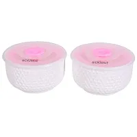 TRUENOW VENTURES PRIVATE LIMITED Ceramic Round Bowl with Airtight Lid (White) - Set of 2-thumb2