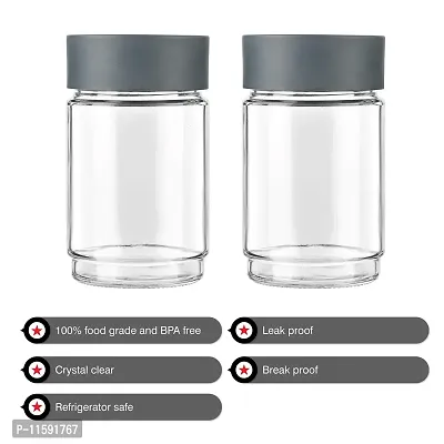 Cello Modustack Glassy Storage Jar, Stackable, Clear,Set of 2, 750ml Each, Grey-thumb3