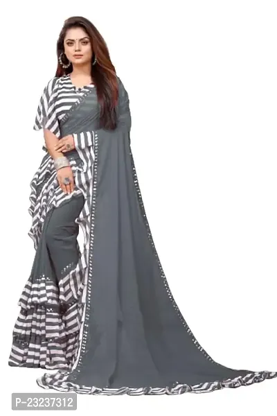 Shop Online Grey Ceremonial Ruffle Saree : 225042 -