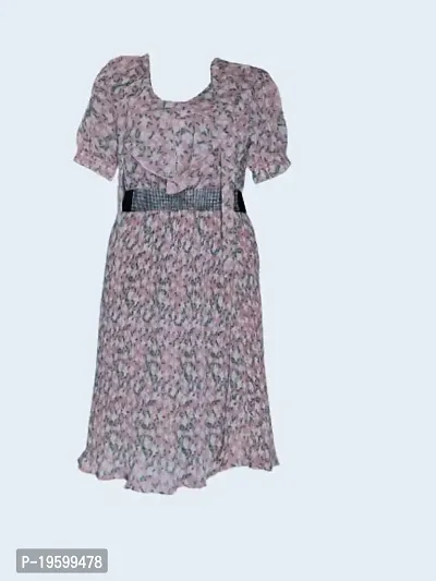 Women's Georgette Frill Gown with Belt (shri0033_ Light Pink_Medium)