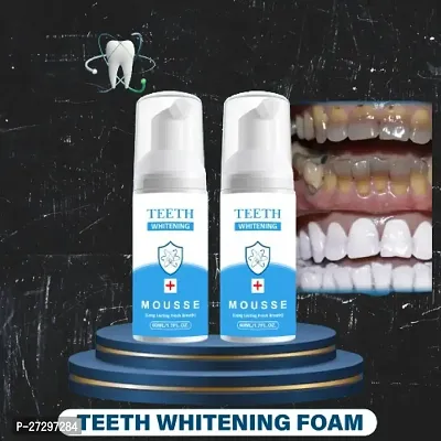 Teeth Whitening Foam Toothpaste Mousse with Fluoride Deeply Clean Gums Remove Stains-60ml Pack of 2
