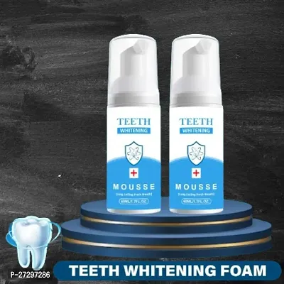 Teeth Whitening Foam Toothpaste Mousse with Fluoride Deeply Clean Gums Remove Stains-60ml Pack of 2-thumb0