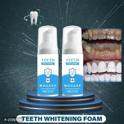 Teeth Whitening Foam Toothpaste Mousse with Fluoride Deeply Clean Gums Remove Stains-60ml Pack of 2-thumb0