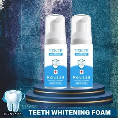 Teeth Whitening Foam Toothpaste Mousse with Fluoride Deeply Clean Gums Remove Stains-60ml Pack of 2-thumb0