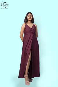 KARA Polyester Blend Maxi Length Women Gown Slim  Regular (XL_Maroon)-thumb4