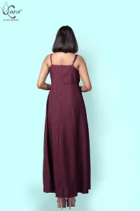 KARA Polyester Blend Maxi Length Women Gown Slim  Regular (S_Maroon)-thumb3