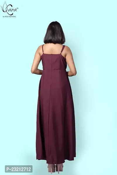 KARA Polyester Blend Maxi Length Women Gown Slim  Regular (S_Maroon)-thumb4