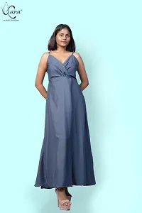 KARA Polyester Blend Maxi Length Women Gown Slim  Regular (S_Ash Grey)-thumb2