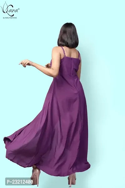 KARA Polyester Blend Maxi Length Women Gown Slim  Regular (S_Purple)-thumb4