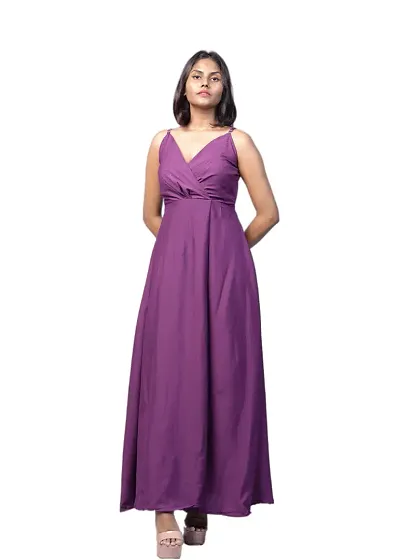 KARA Blend Maxi Length Women Gown Slim Regular (XL_Purple)