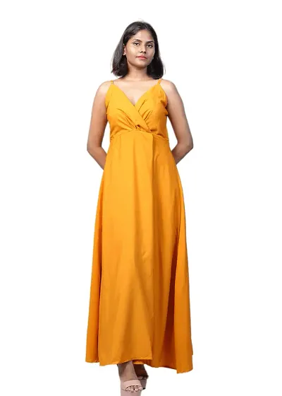 KARA Blend Maxi Length Women Gown Slim Regular (S_Golden Yellow)