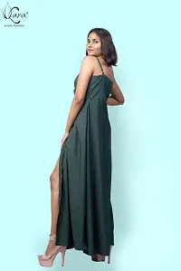 KARA Polyester Blend Maxi Length Women Gown Slim  Regular (Xs_Dark Green)-thumb1