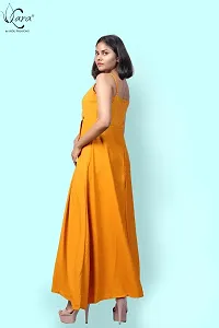 KARA Polyester Blend Maxi Length Women Gown Slim  Regular (M_Golden Yellow)-thumb4