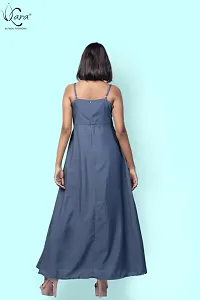 KARA Polyester Blend Maxi Length Women Gown Slim  Regular (S_Ash Grey)-thumb4