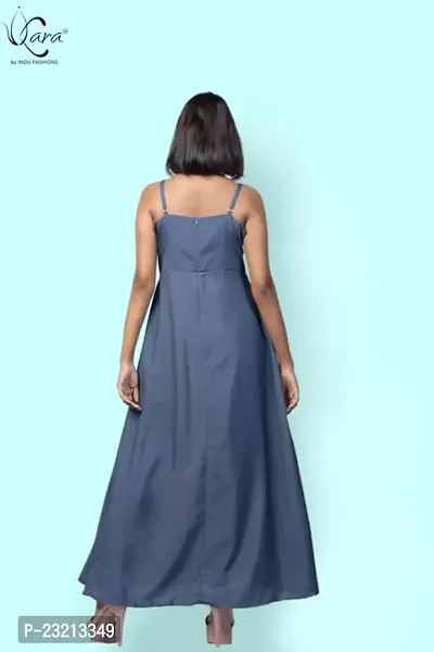 KARA Polyester Blend Maxi Length Women Gown Slim  Regular (S_Ash Grey)-thumb5