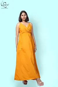 KARA Polyester Blend Maxi Length Women Gown Slim  Regular (M_Golden Yellow)-thumb3