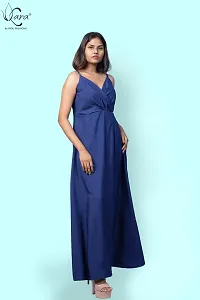 KARA Polyester Blend Maxi Length Women Gown Slim  Regular (XL_Dark Blue)-thumb4