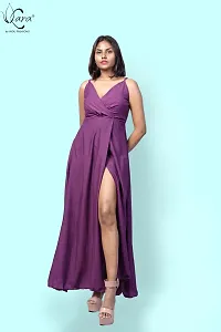 KARA Polyester Blend Maxi Length Women Gown Slim  Regular (S_Purple)-thumb2
