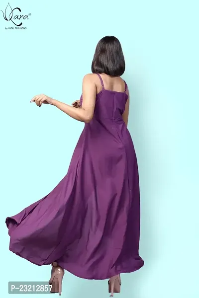 KARA Polyester Blend Maxi Length Women Gown Slim  Regular (L_Purple)-thumb4