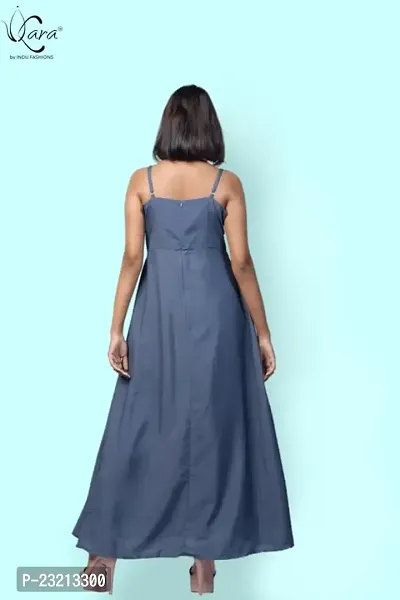 KARA Polyester Blend Maxi Length Women Gown Slim  Regular (L_Ash Grey)-thumb5