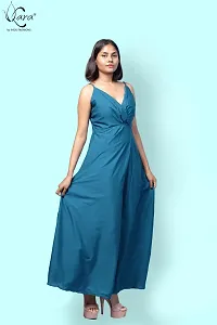 KARA Polyester Blend Maxi Length Women Gown Slim  Regular (XL_Sky Blue)-thumb3