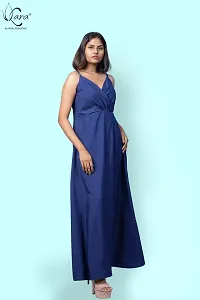 KARA Polyester Blend Maxi Length Women Gown Slim  Regular (L_Dark Blue)-thumb4